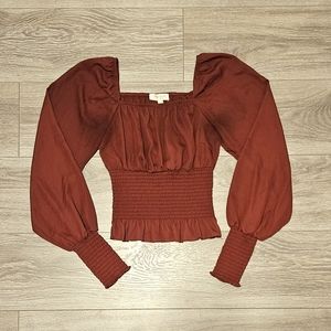 Red Puffy Sleeve Top